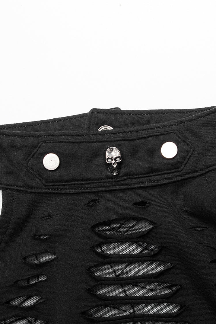 Spider Print Hollow Stitching Ripped Steampunk Vest