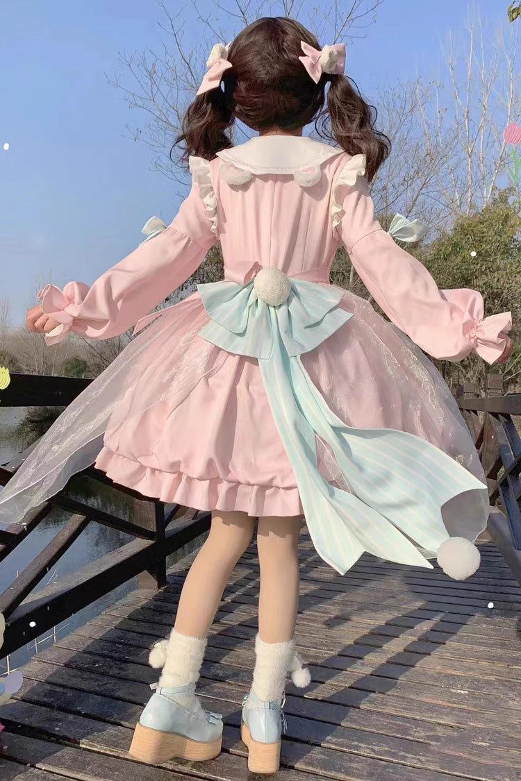 Bear Motif High-Waisted Ruffle Bow Sweet Lolita Dress