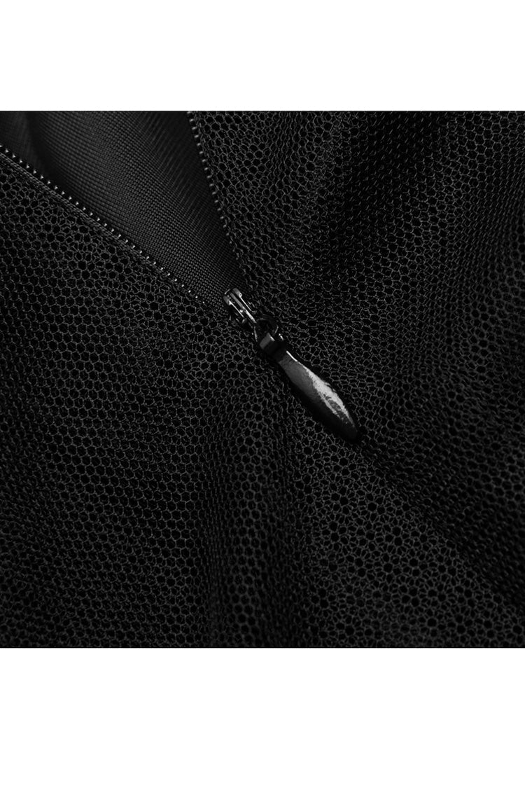 Velvet Mesh Stitching Elastic Gothic Dress