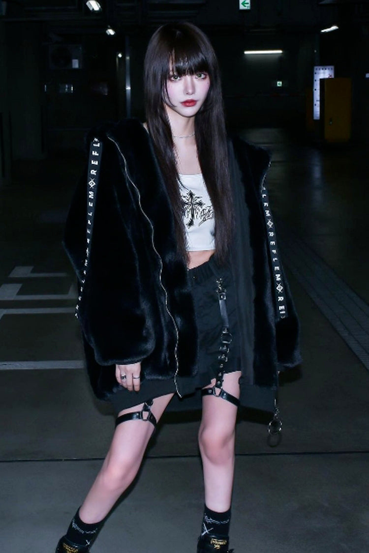 Black Rabbit Ears Hooded Punk Coat