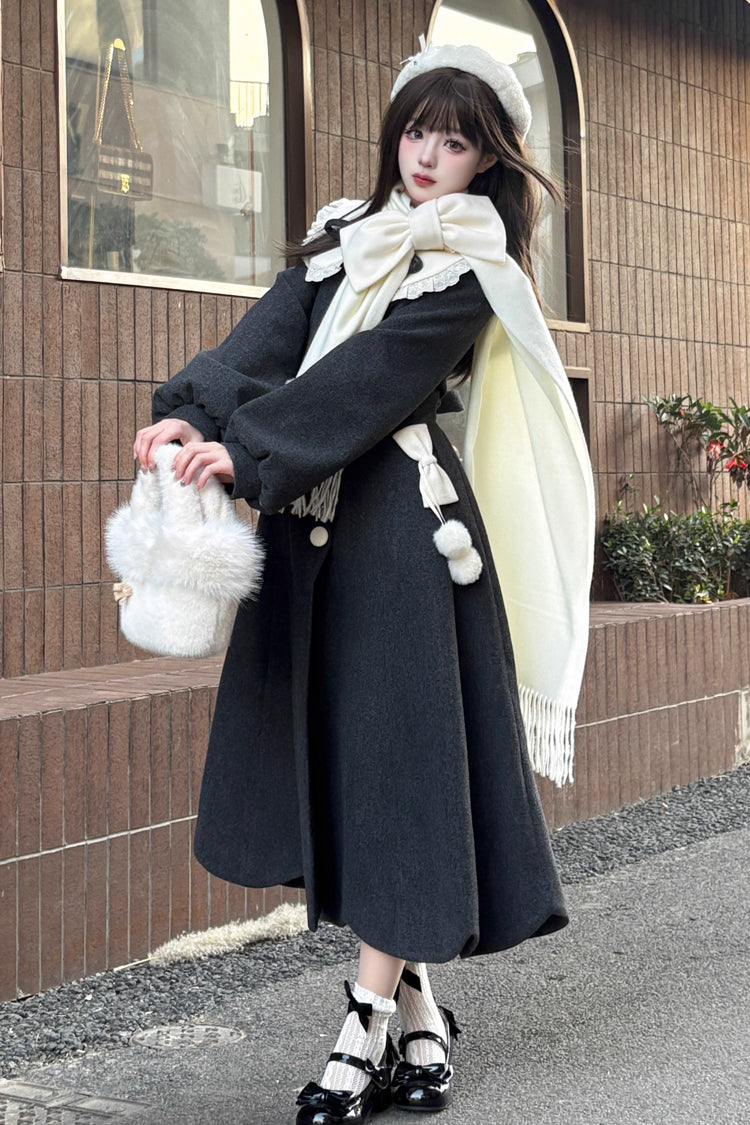 Sophisticated Long Sleeve Bow Lolita Overcoat