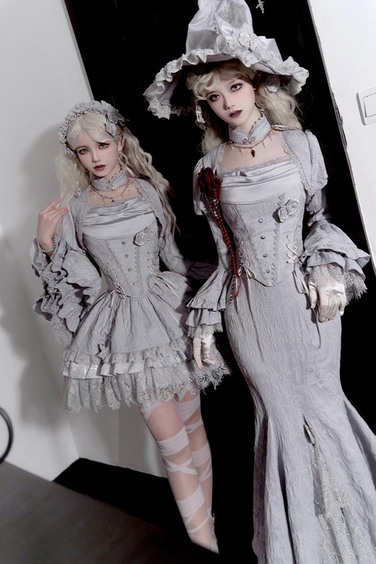 Gothic Witch Skirt with Multi-Layered Ruffle Lace