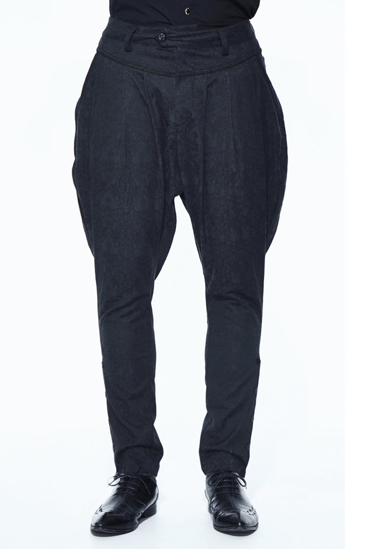 Jacquard Ribbon Snap Fastener Gothic Trousers for Men