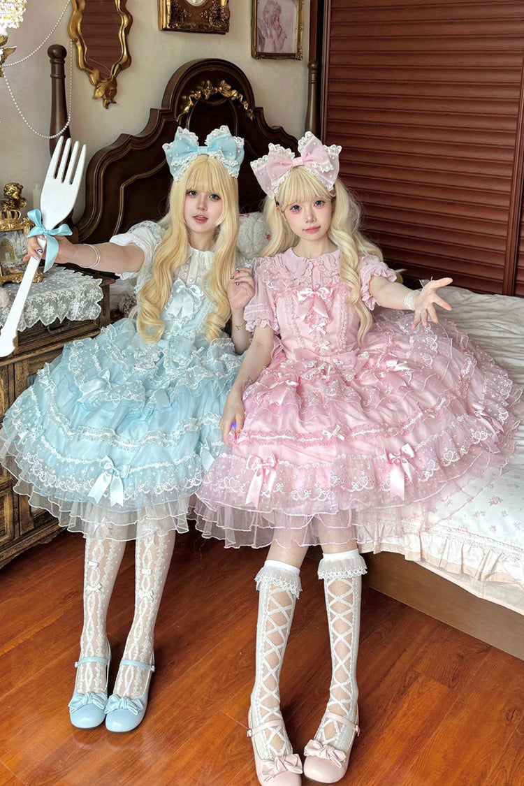 Blue Lotus Butterfly Heart Multi-Layered Ruffle Hanayome Bowknot Lace Sweet Lolita Jsk Dress