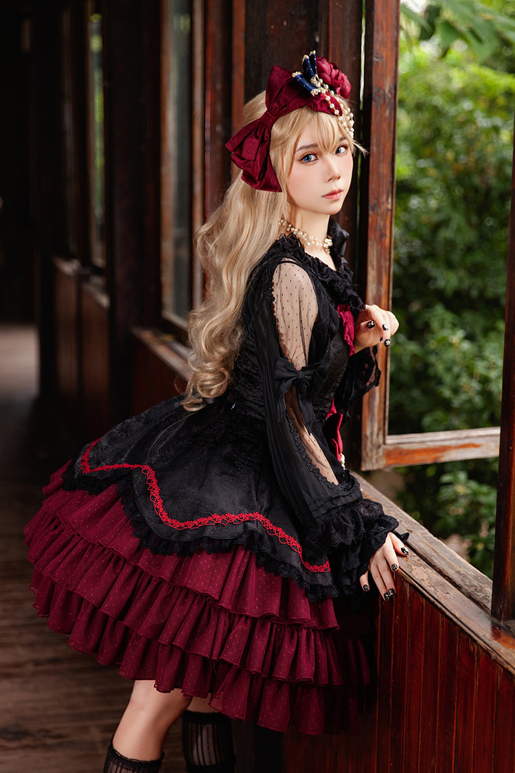 Pearl Box Slim Sweet Elegant Lolita JSK with Triple-Layered Bowknot