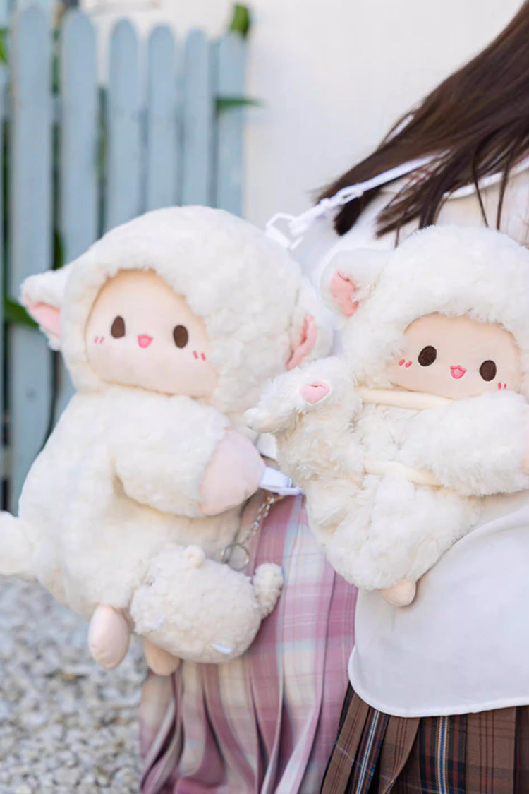 Lamb Plush Toy Backpack with Lying-Down Design