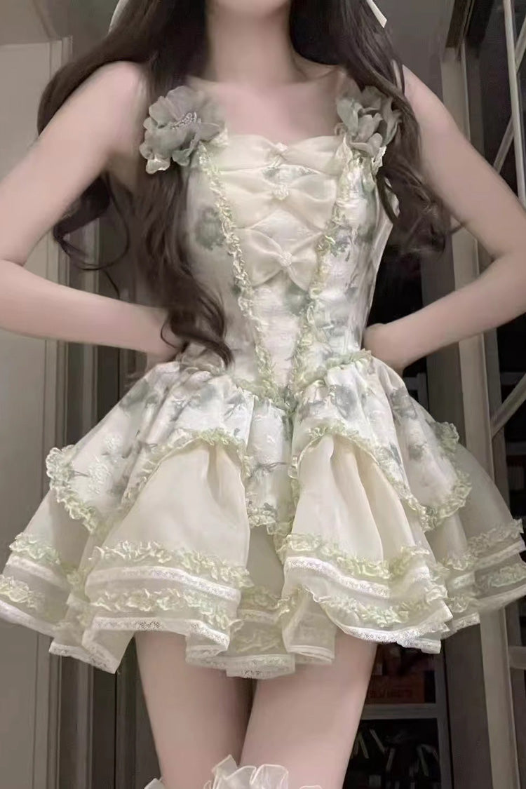 Jasmine Rain Print Stitching Lace Sweet Lolita JSK Dress in Six Colors