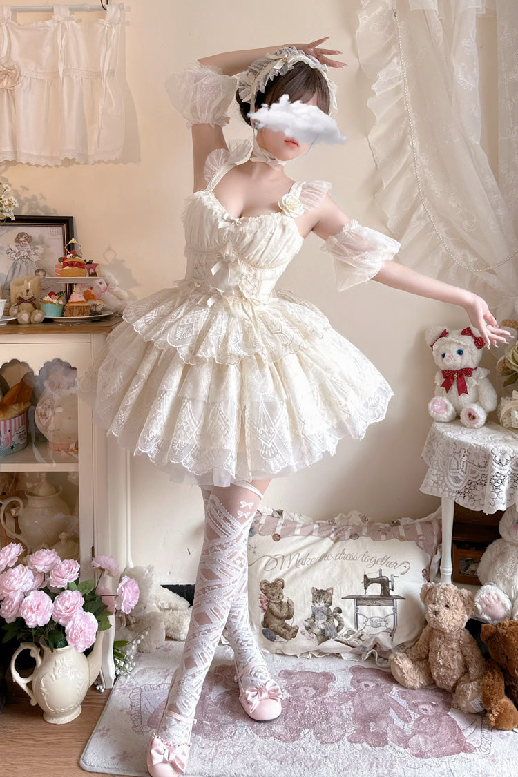 Ivory Triple-Layer Sweet Skirt with Bow - Tidal