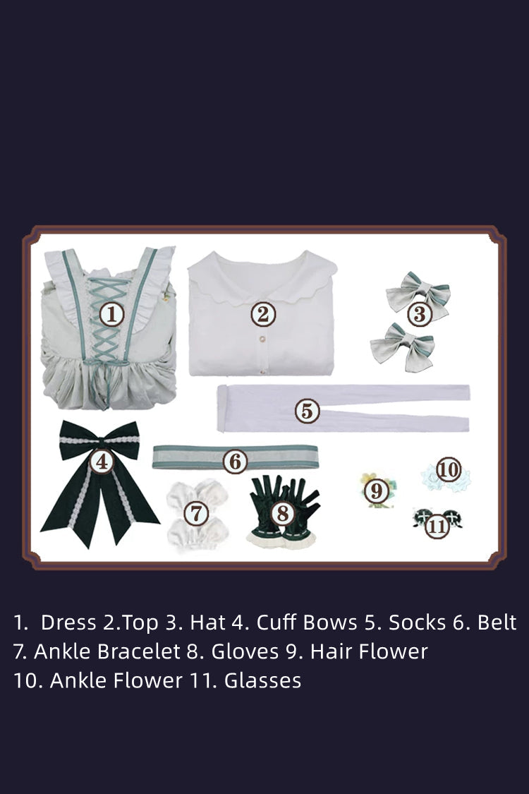 Green Gardener Cosplay Lace-Up Ruffled Set