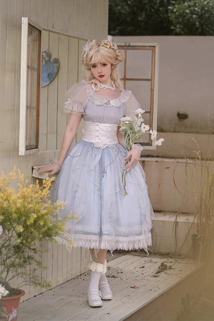 Cerulean Mermaid Teardrop Short-Sleeve Bowknot Sweet Princess Lolita Dress