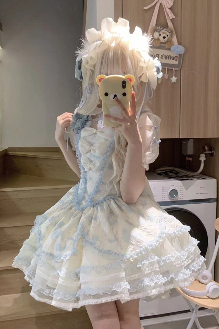 Jasmine Rain Print Stitching Lace Sweet Lolita JSK Dress in Six Colors
