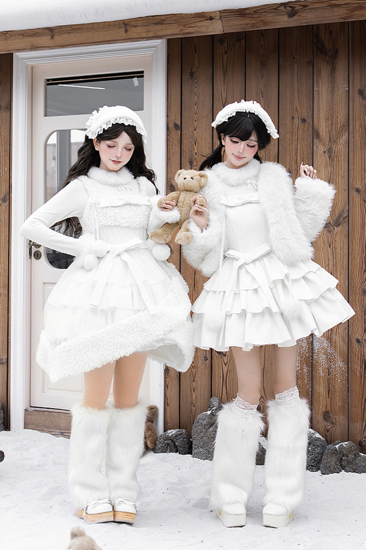 Triple Ruffled Bow Sweet Lolita JSK Outfit