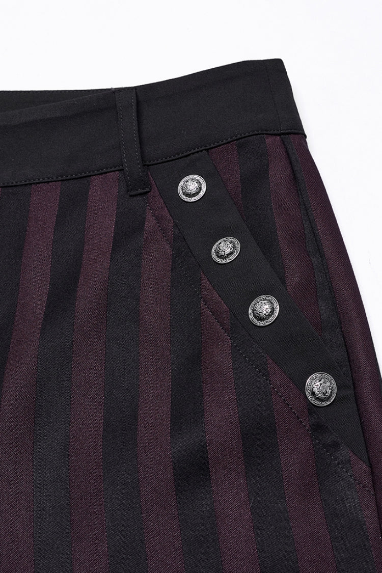 Crimson & Noir Striped High-Rise Gothic Trousers for Men