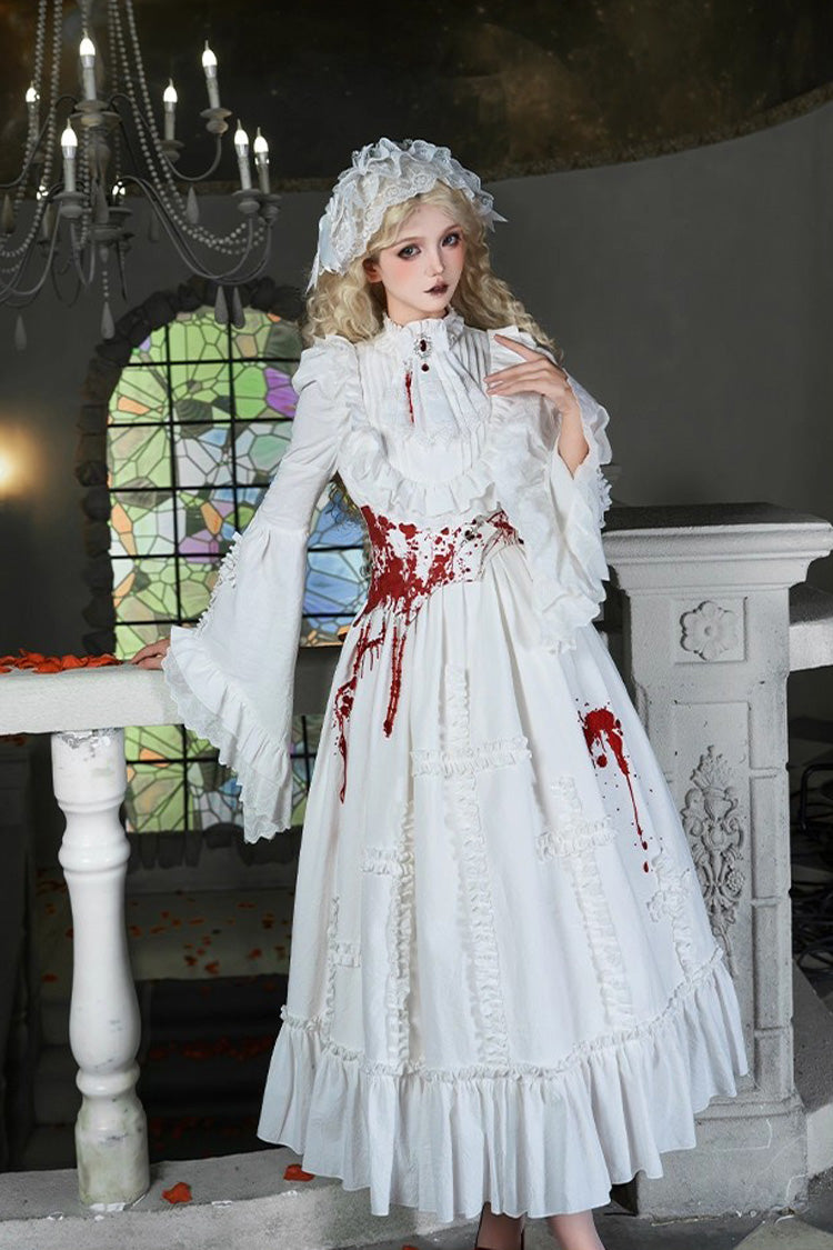 Ivory Gothic Dress Set with Hime Sleeves and Lace - Cross Doll