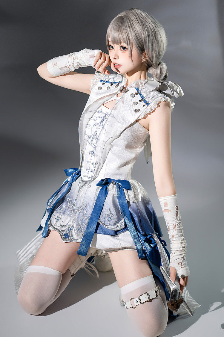 Ivory Prince Shorts with Chinese Style Ruffles - Dragon Bones