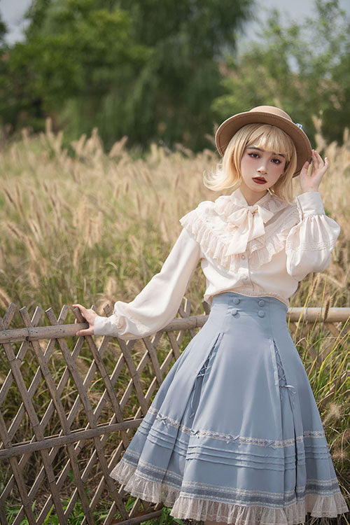 Baroque Manor Bowknot High-Waisted Ruffled Sweet Lolita Skirt, Three Colors
