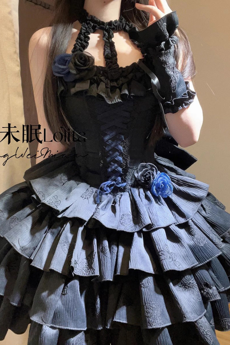Halterneck Sleeveless Ruffled Bow Corset Sweet Lolita Dress
