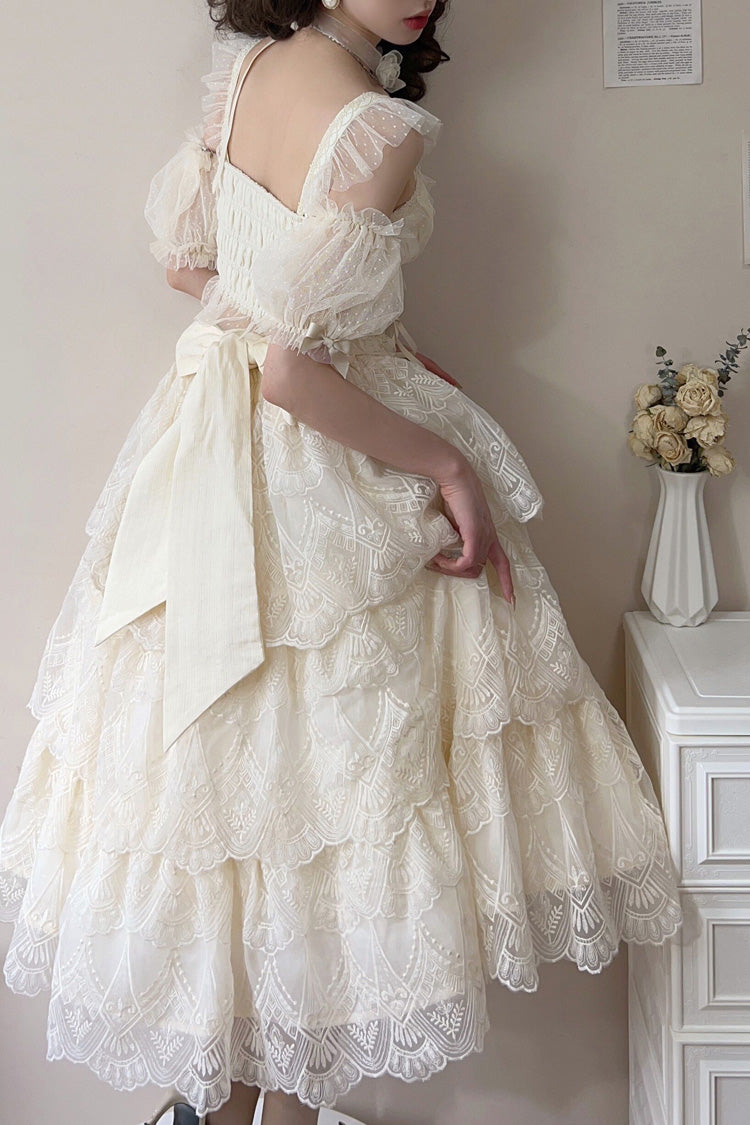 Ivory Triple-Layer Sweet Skirt with Bow - Tidal