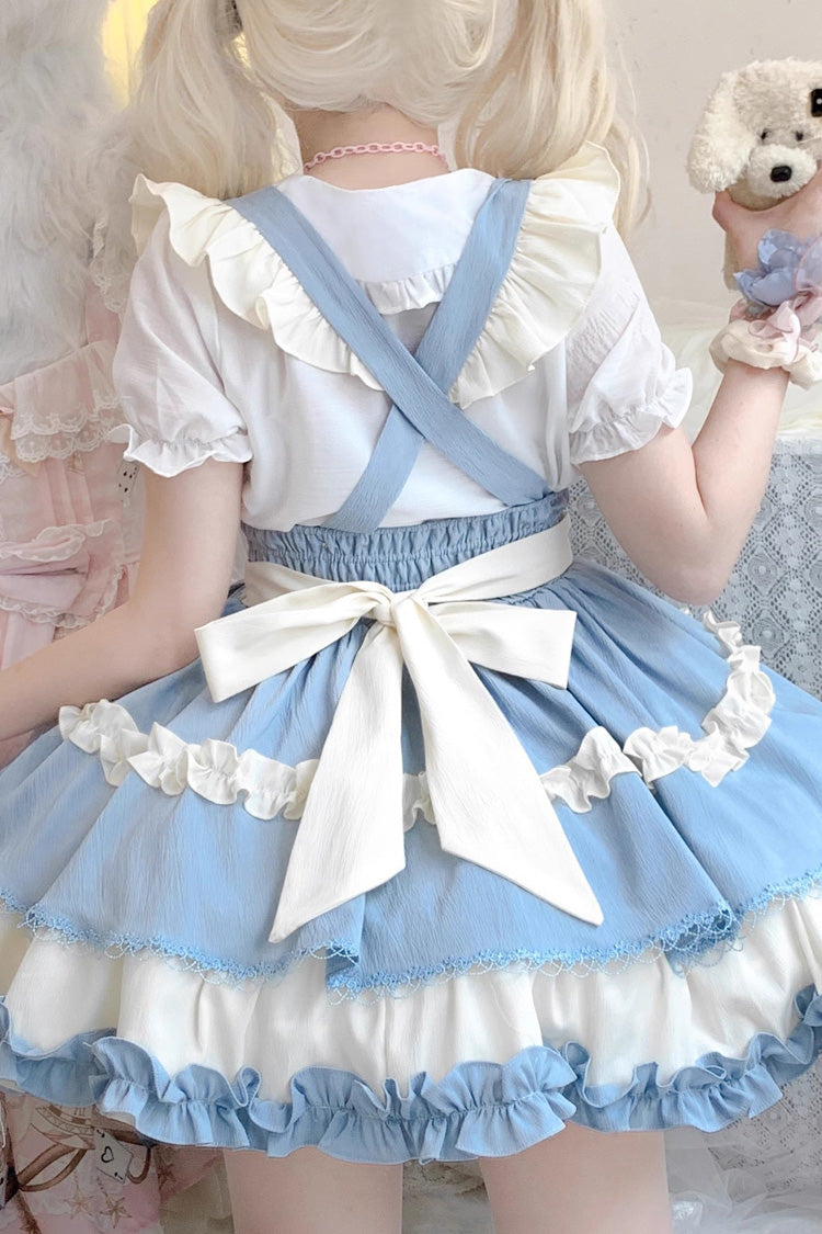 Strappy Doll Collar Ruffle Sweet Tiered Skirt in 7 Colors