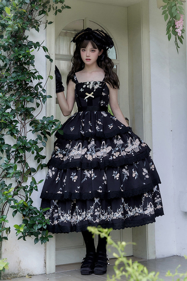 Pastoral Multi-Layered Printed JSK Dress with Embroidery