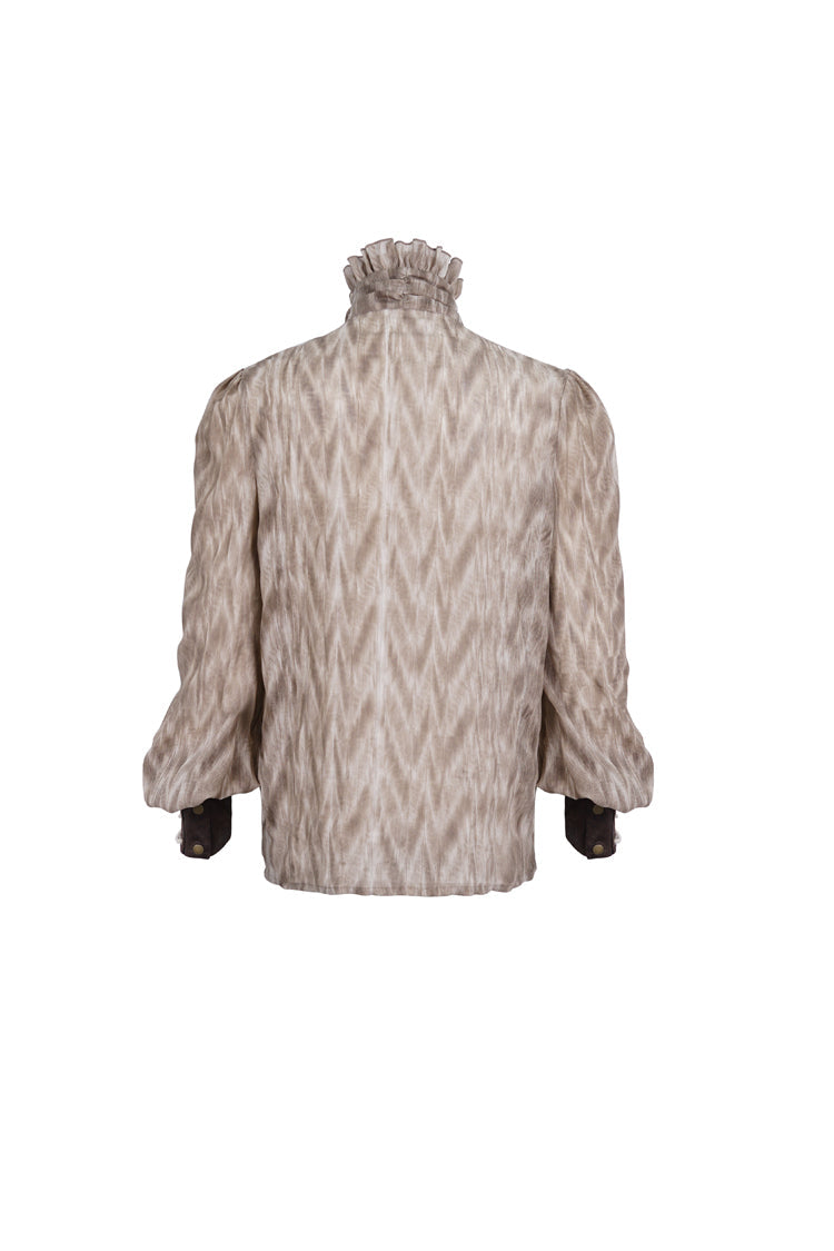 Cocoa Ruffled Stand Collar Lace-Up Gothic Blouse for Men
