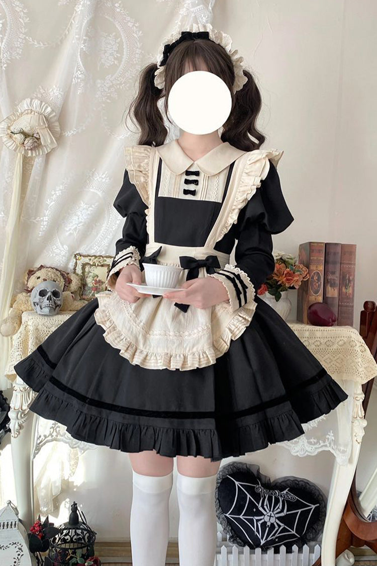Black Maid Collar Ruffled Short Sleeve Classic Lolita Dress
