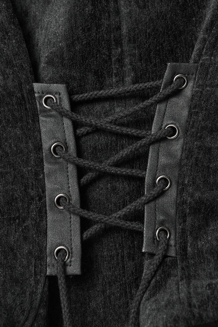 Eyelet Buckled Gothic Sleeveless Vest with V-Neck