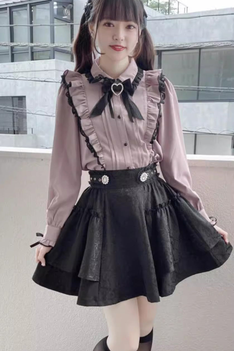 Dark Jacquard Bow Sweet Lolita Skirt - Japanese Style