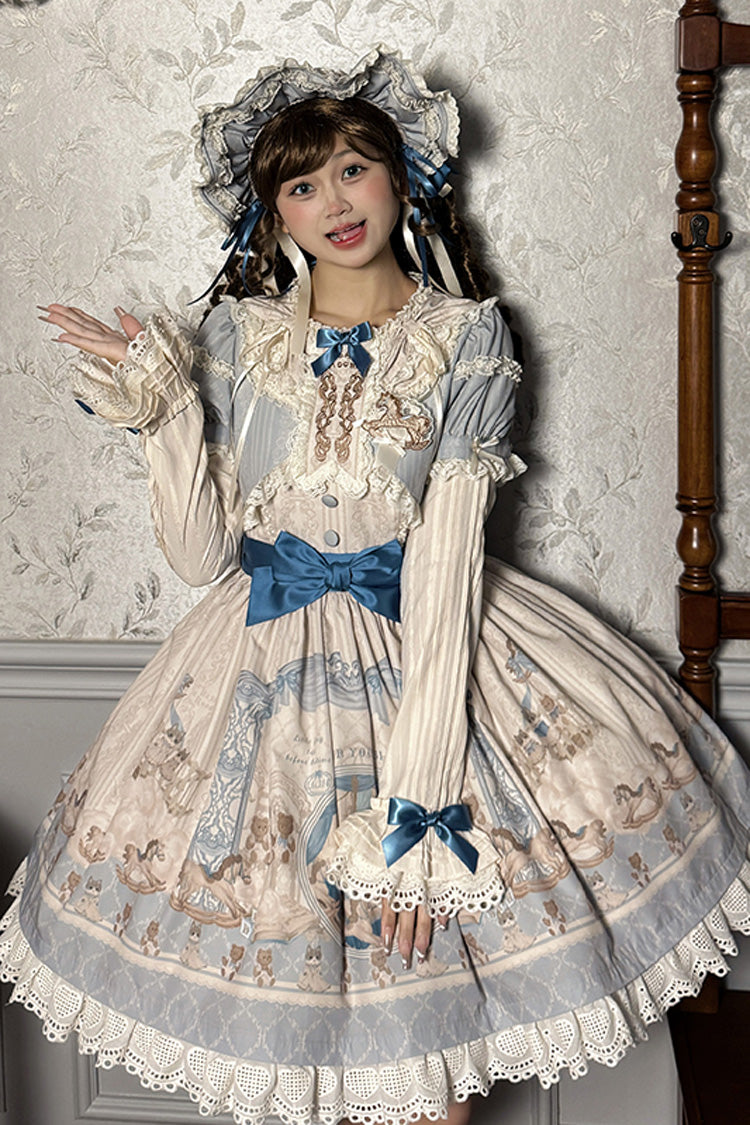 Fairy Tale Short-Sleeve Ruffle Bow Dress for Sweet Lolita - Two Tones