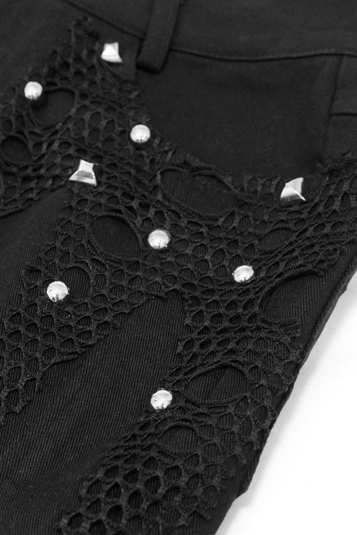 Punk High-Low Skirt with Fishtail Hem and Waist Accents