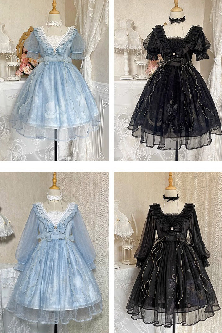 Planet Butterfly Printed Gothic Lolita Dress - Bowknot Classic