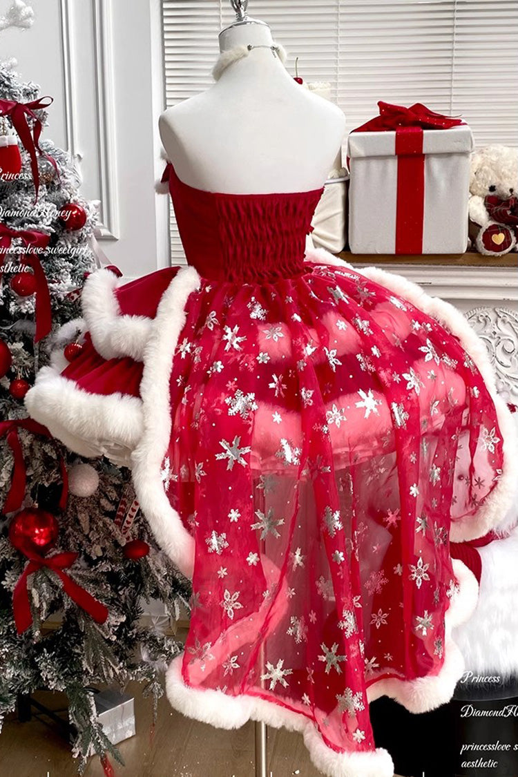 Red Strapless Bow Sweet Princess Dress - Holiday