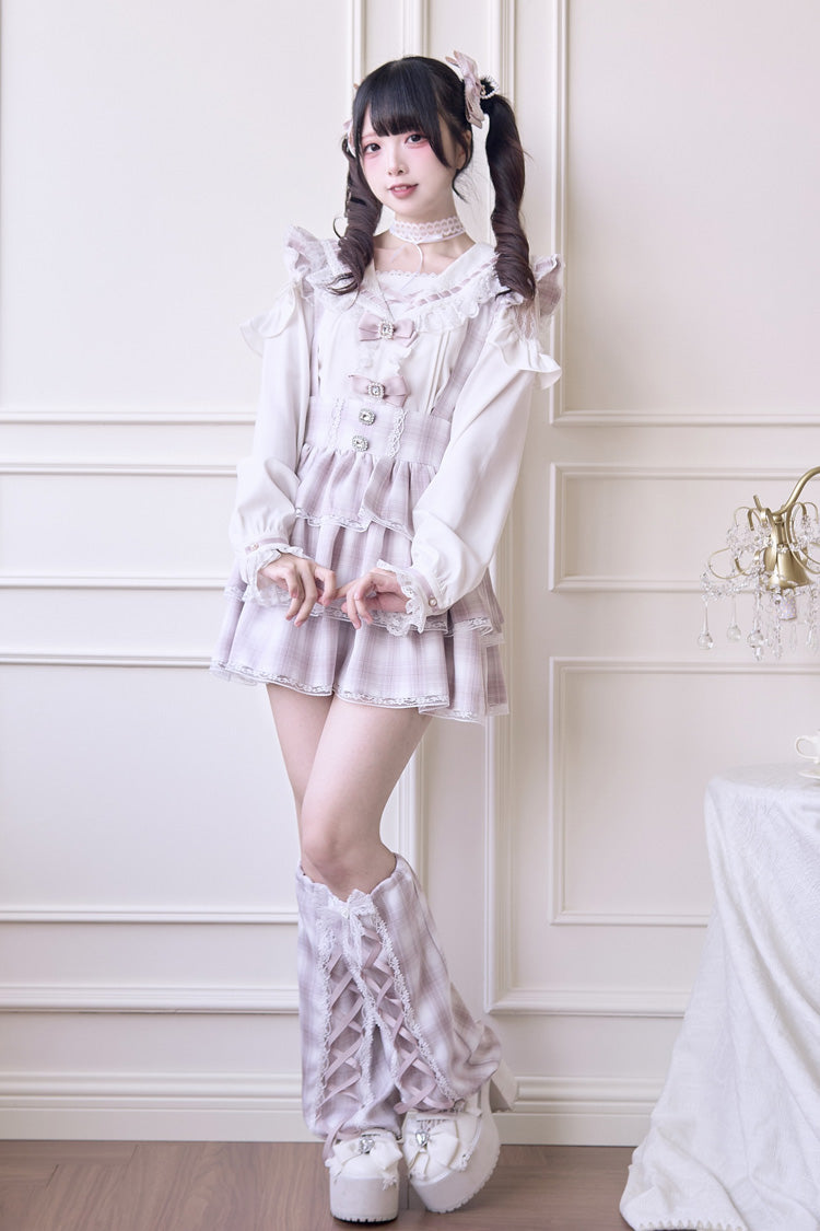 Blush Three-Layer Plaid Print Ruffle Sweet Jirai Kei Japanese Strap Dress