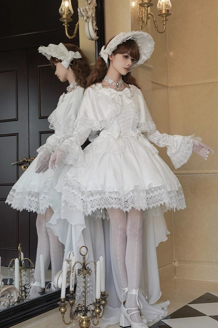 Ivory Sweet Dress with Trumpet Sleeves and Lace-Up Front - Cherish