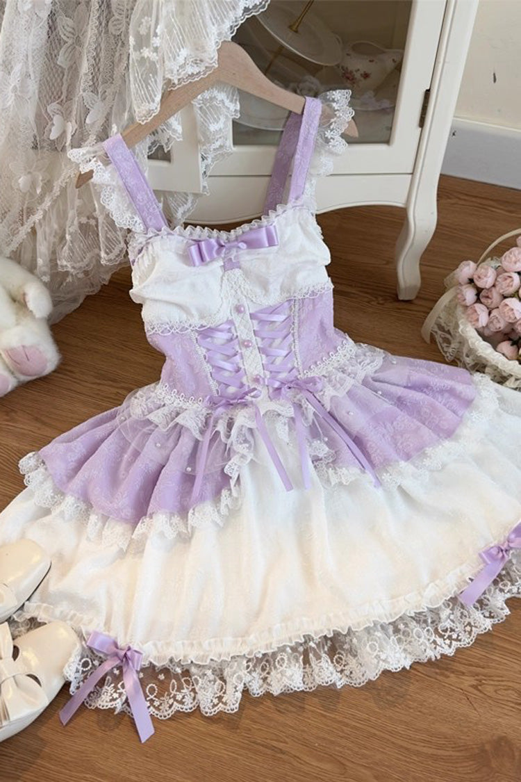 Violet Leiffu Sleeveless Ruffled Bow Lace-Up Ballet Lolita JSK