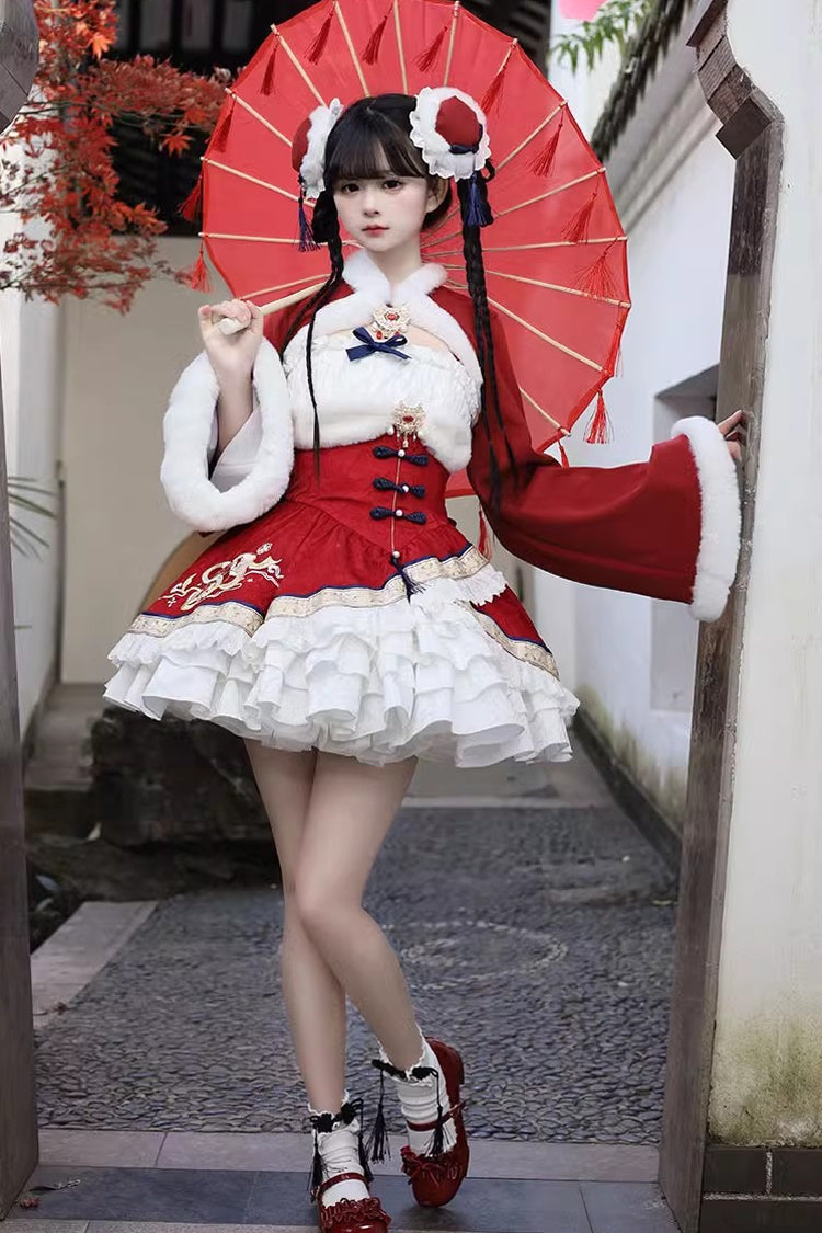 Multi Layer Embroidered Bow Chinese Style Jsk