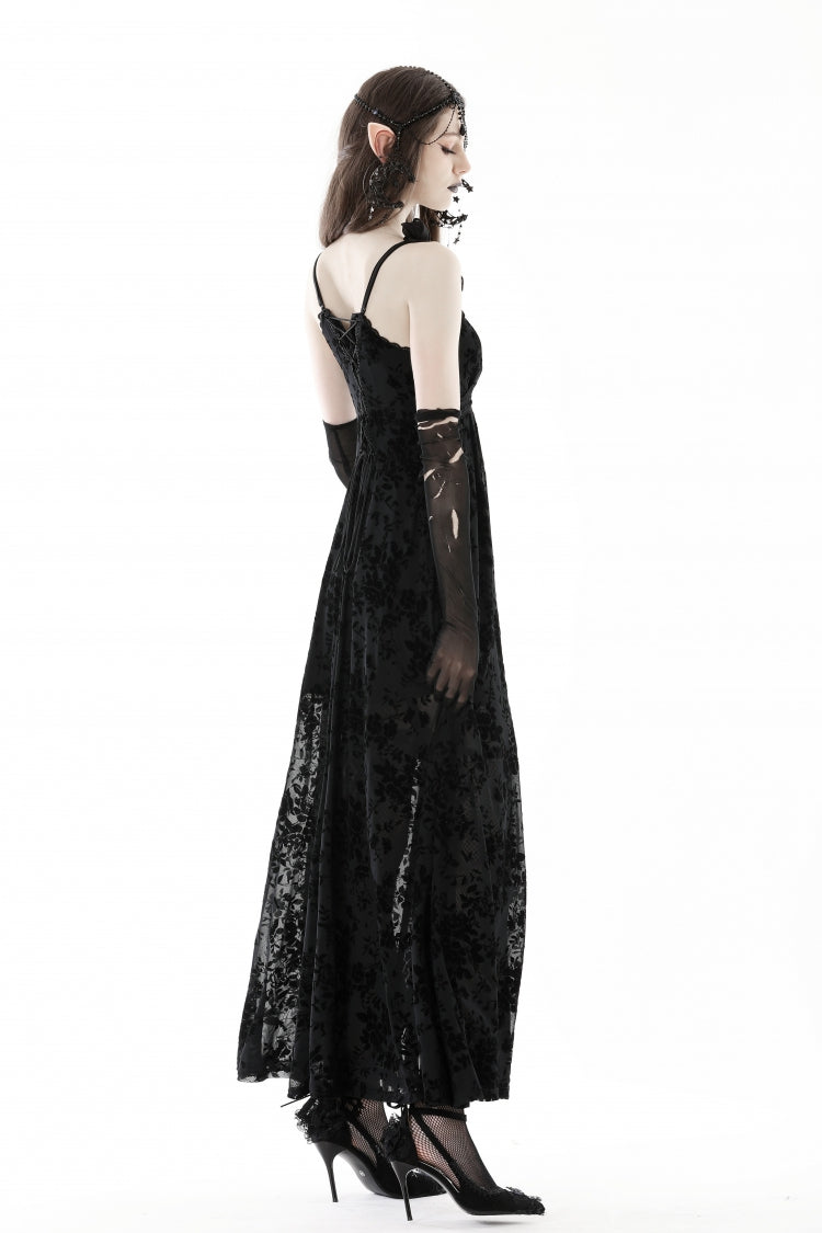 Sleeveless Lace Gothic Maxi Rose Slip Dress