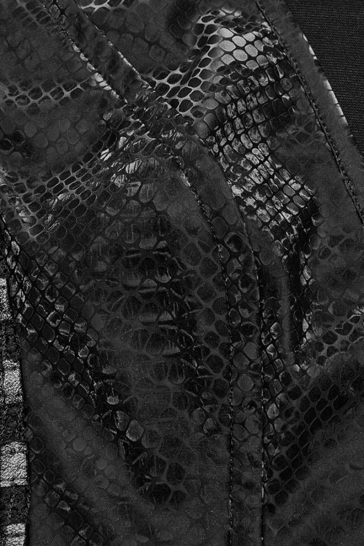 Snake Print Mesh Punk Dress with Stitching