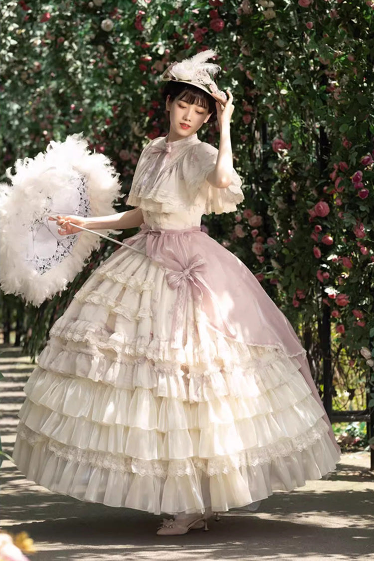 Multicolor Bellflower Printed Lace Sweet Princess Lolita Dress