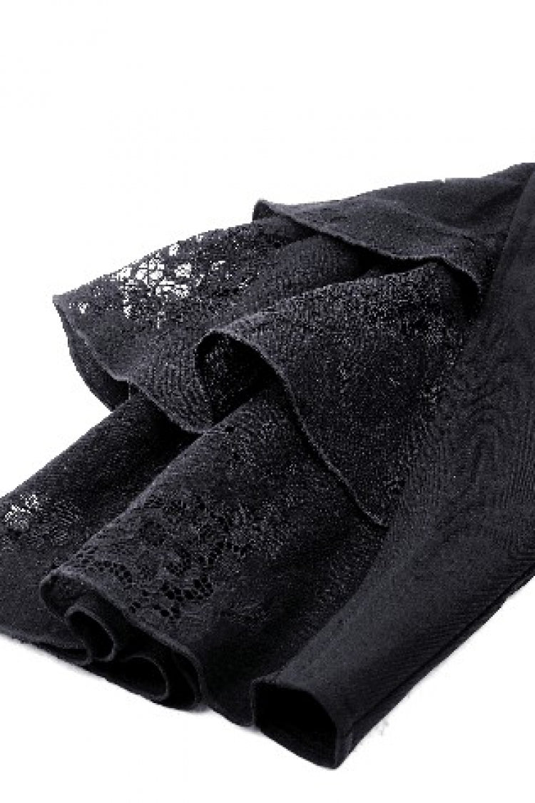 Multi-Layered Ruffled Stand Collar Long Flared Sleeve Gothic Blouse for Women Lace