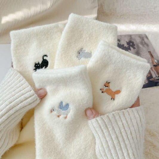 Cartoon Embroidered Socks - Color Chosen at Random