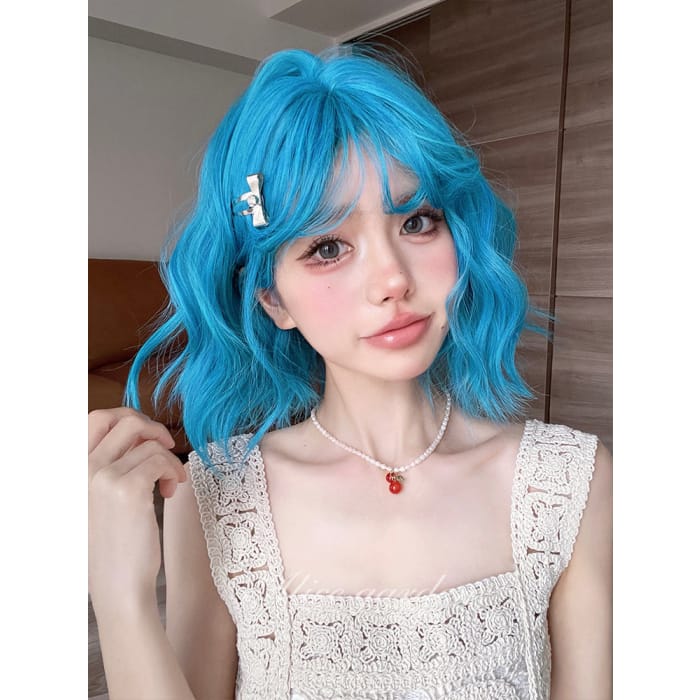 Casual Series Hot Neon Blue Short Curly Wig - Sea