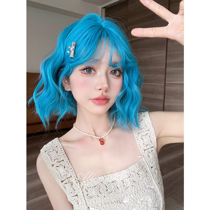 Casual Series Hot Neon Blue Short Curly Wig - Sea