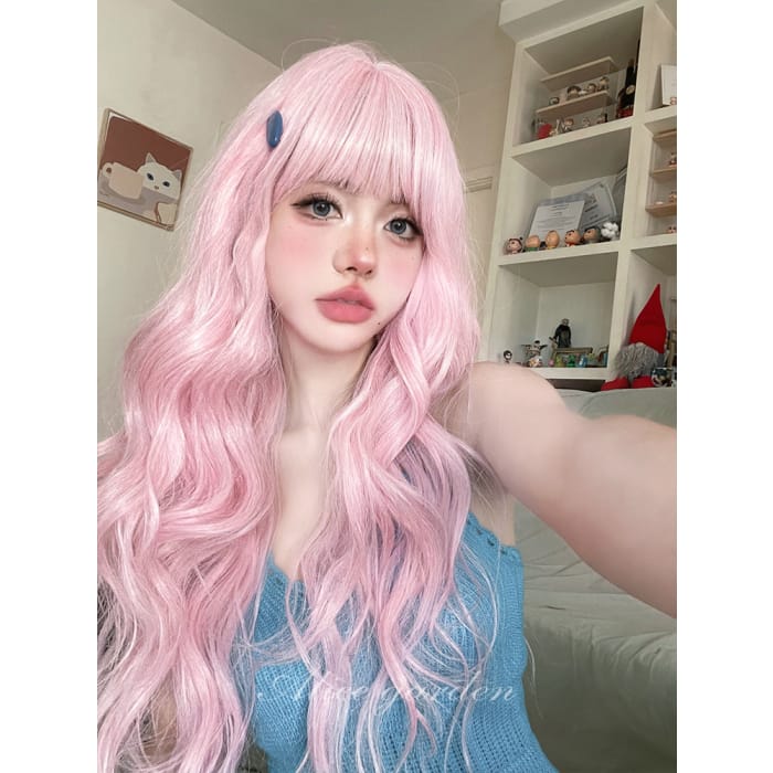 Casual Series Pastel Fantasy Pink Wavy Long Wig - Cherry