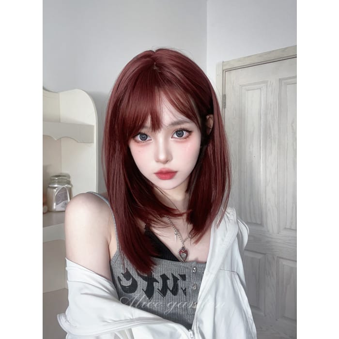 Casual Series Redish Brown Straight Lolita Wig - Raspberry
