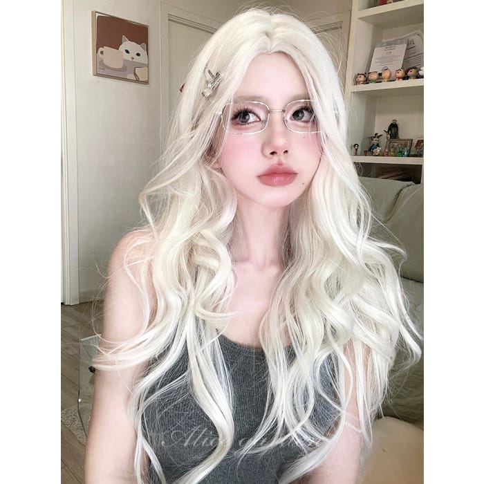 Casual Series Ultra Light Blonde Long Wig ON977 - White gold