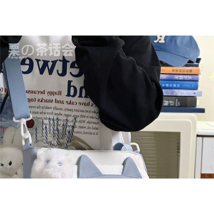Cat Ear Two Tone Tote Bag / Charm / Set