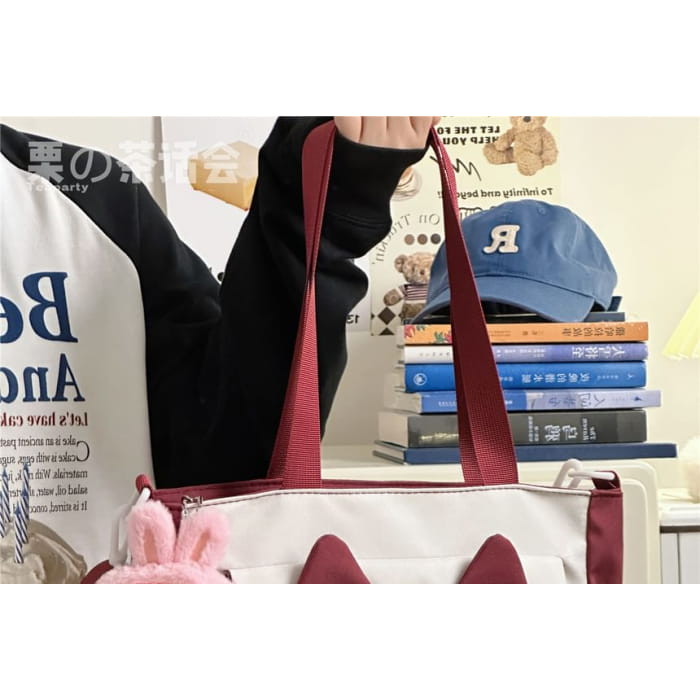 Cat Ear Two Tone Tote Bag / Charm / Set