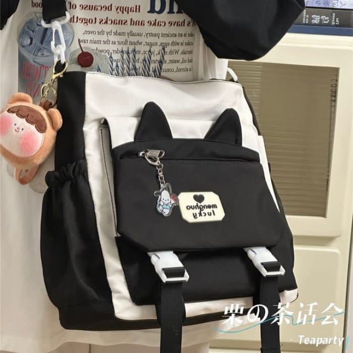 Cat Ear Two Tone Tote Bag / Charm / Set
