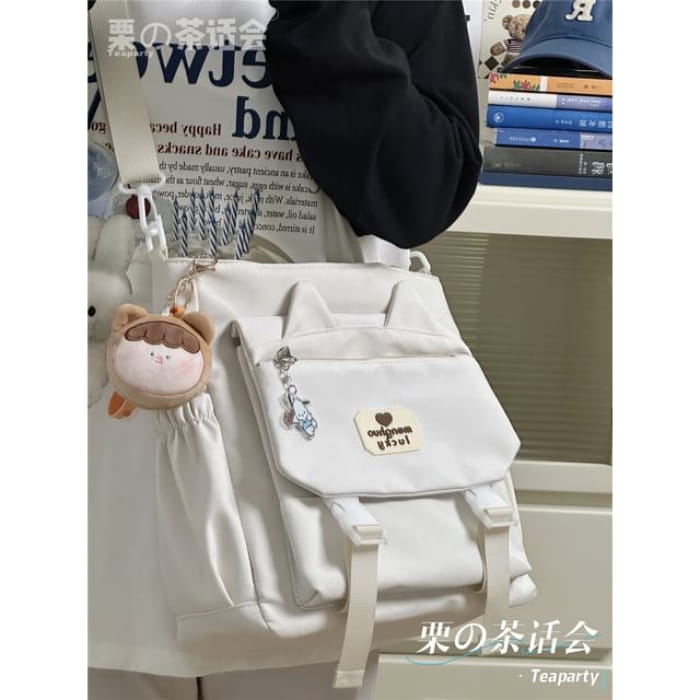 Cat Ear Two Tone Tote Bag / Charm / Set - With Bear Head